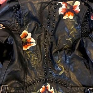 Gorgeous leather jacket ! Floral stitching